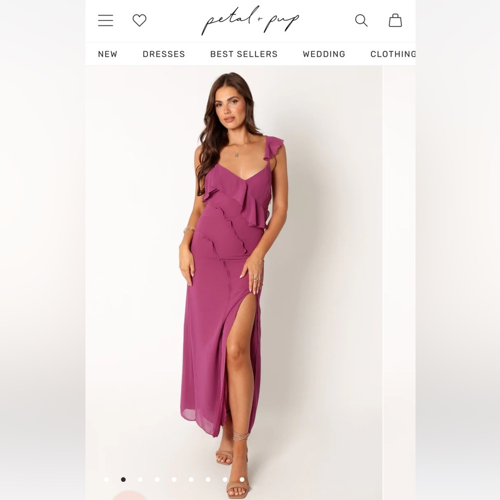 Petal + Pup Stephy Purple Ruffle Maxi Dress With Slit
